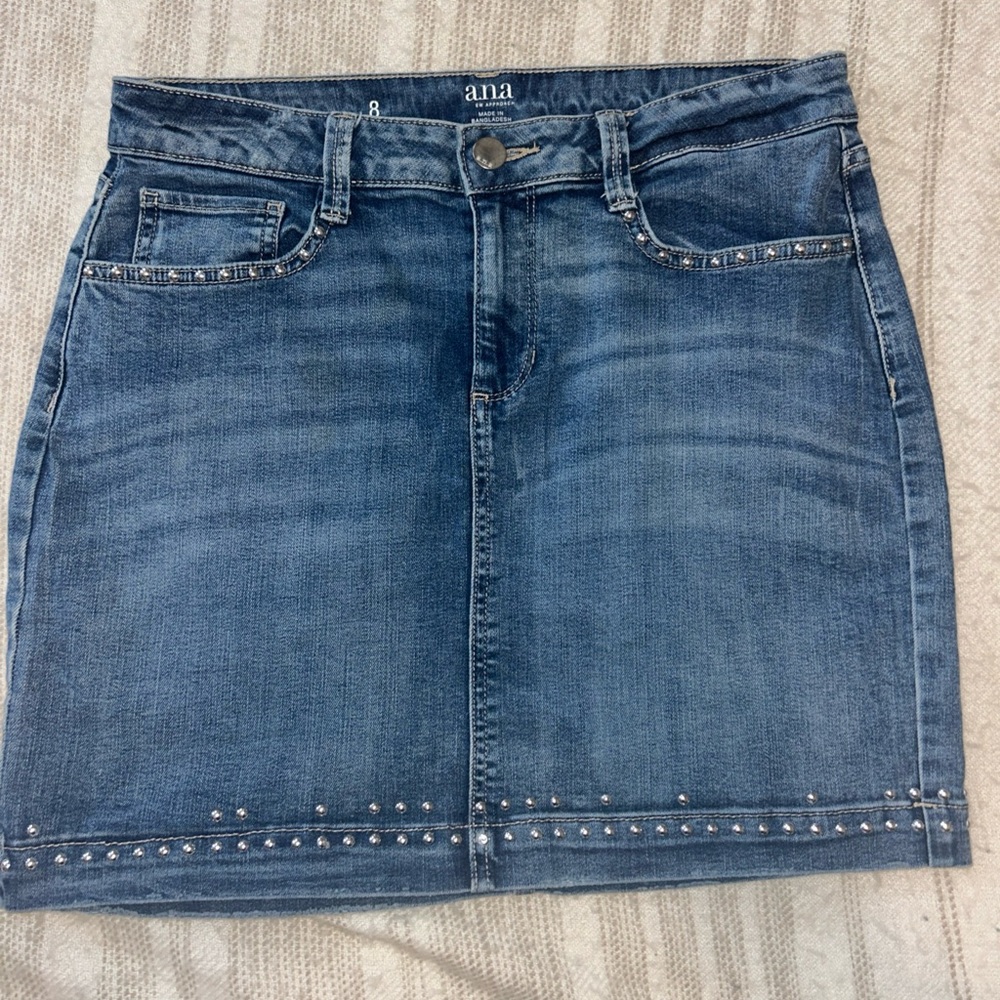 A.N.A Bedazzled denim skirt with studs size 8